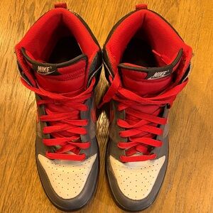 Nike 2008 Dunk High - Med Gray Varsity Red Black  317982-062